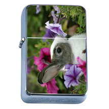 Windproof Refillable Flip Top Oil Lighter Rabbit D5 Bunny Cute Furry Animal - £11.86 GBP