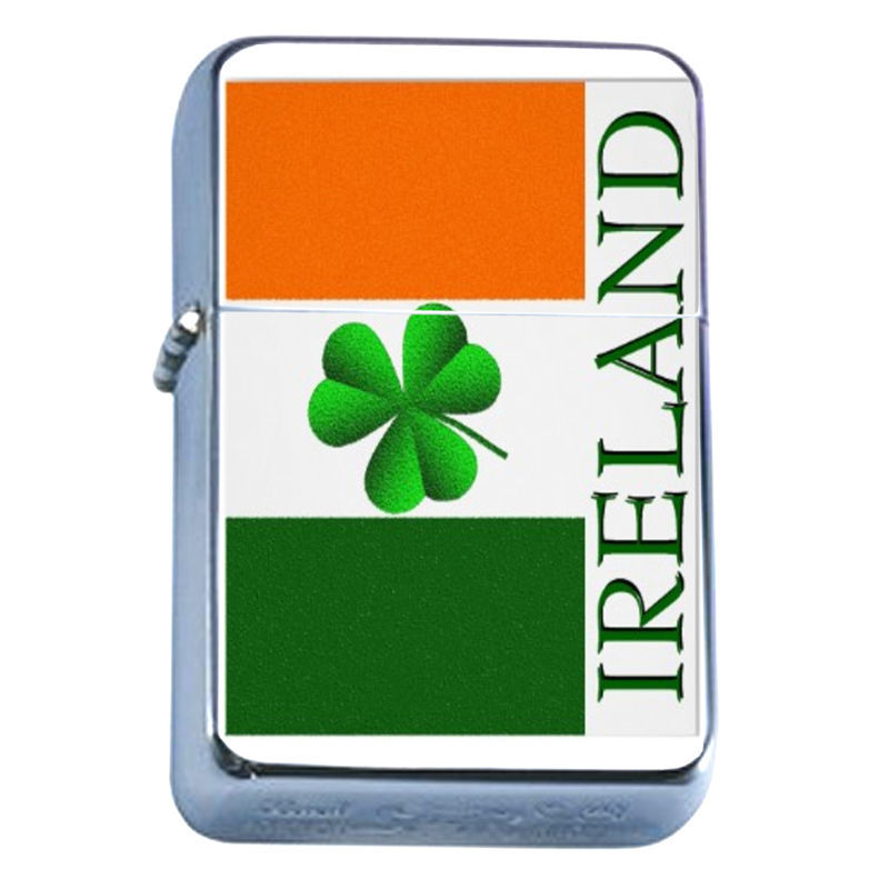 Windproof Refillable Flip Top Oil Lighter St Patricks Day D6 Irish Ireland