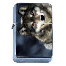 Windproof Refillable Flip Top Oil Lighter Wolf D8 Wilderness Animal Dog Hunter - £11.89 GBP