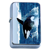 Windproof Refillable Flip Top Oil Lighter Whale D2 Killer Marine Animal Shark - £11.90 GBP