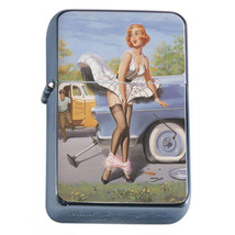 Windproof Refillable Fliptop Oil Lighter Classic Vintage Model Pin Up Girl D-189 - £11.70 GBP