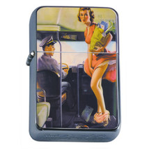 Windproof Refillable Fliptop Oil Lighter Classic Vintage Model Pin Up Girl D-170 - £11.89 GBP