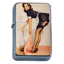 Windproof Refillable Fliptop Oil Lighter Vintage Maid Model Pin Up Girl D63 - £11.93 GBP
