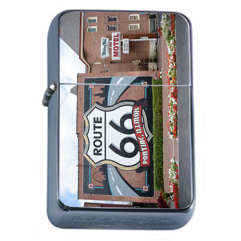 Windproof Refillable Oil Lighter Route 66 D9 Historic Road Highway