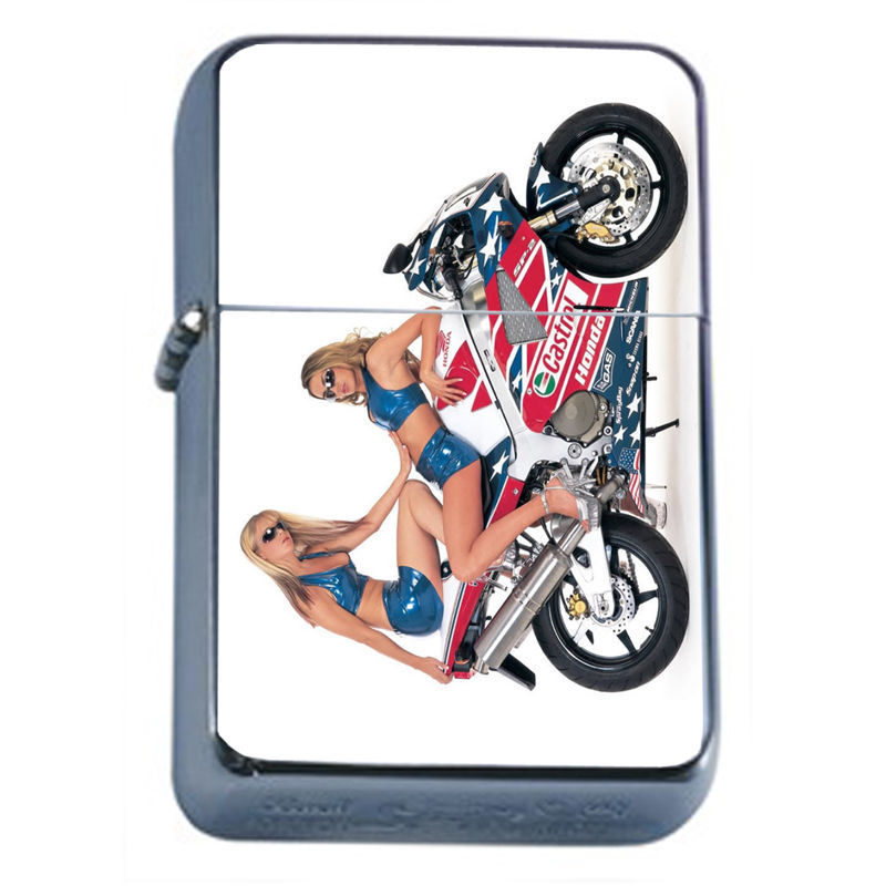 Windproof Refillable Oil Lighter Sexy Motorcycle Model D1 Bike Speed Hot Babe