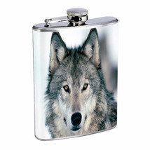 Wolf Flask D3 8oz Stainless Steel Wolves Wilderness Animal Dog Predator Hunter - £11.86 GBP