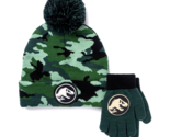 JURASSIC WORLD DOMINION Knit Camo Beanie Premium Winter Hat &amp; Gloves Set... - $13.36