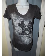 DISNEY STORE Grey V-neck Mickey and Minnie T-shirt Size XS Women&#39;s EUC - £12.11 GBP