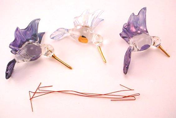 Primary image for (3) HUMMINGBIRD GLASS ORNAMENTS