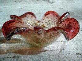 Venetian Art Glass Cranberry Bowl Murano Italy - £39.76 GBP