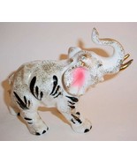 VINTAGE BLACK STRIPED GOLD SPECKLED CERAMIC ELEPHANT FIGURINE circa 1950s - $474.22 MXN