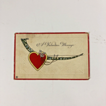 Antique 1920 Valentine&#39;s Day Postcard Heart Flowers Frohna Missouri Schi... - $3.75