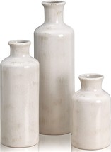 White Vases For Decor Modern Farmhouse Home Living Room Decor, Boho Flower Vases - £32.02 GBP