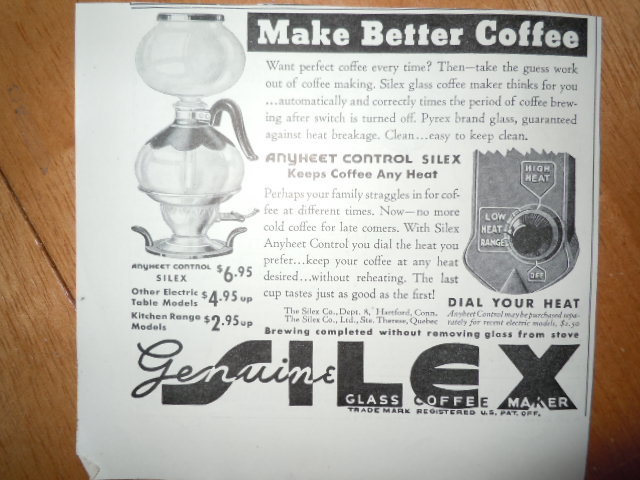 Vintage Silex Genuine Glass Coffee Maker Print Magazine Advertisement 1937 - $3.99