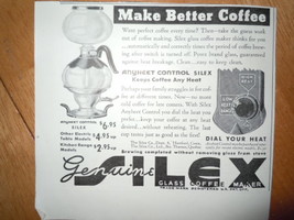 Vintage Silex Genuine Glass Coffee Maker Print Magazine Advertisement 1937 - £3.13 GBP