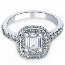 1.05 TCW Emerald Cut Diamond Engagement Ring 18k White Gold - £1,771.86 GBP