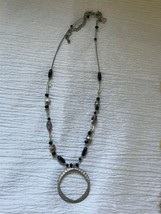 Estate Cookie Lee Signed Black &amp; Gray Beaded Wire with Hammered Silvertone Open  - £8.21 GBP