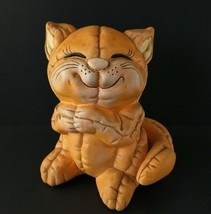 Vintage Orange Pumpkin Cat Decorative Halloween Ceramic Figure 1987 Dwd Clean! - £39.70 GBP