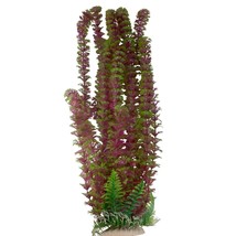 Plastic Aquarium Plant with Base 16 Inch Tall, Green &amp; Red Fish Tank Decoration - £14.83 GBP