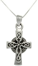 Jewelry Trends Celtic Cross Sterling Silver Pendant Necklace 18&quot; - £28.67 GBP
