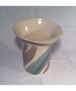 Vintage 1980s handmade pottery vase purple &amp; blue like a SOLO cup design... - £2.34 GBP