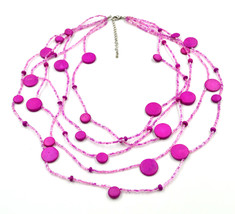 Charming new fuchsia multi layer beads handmade necklace - £7,865.50 GBP