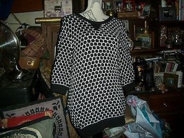 Kirna Zabete For Target Slick Black+White Polka Dot Sweater Size L - £14.24 GBP