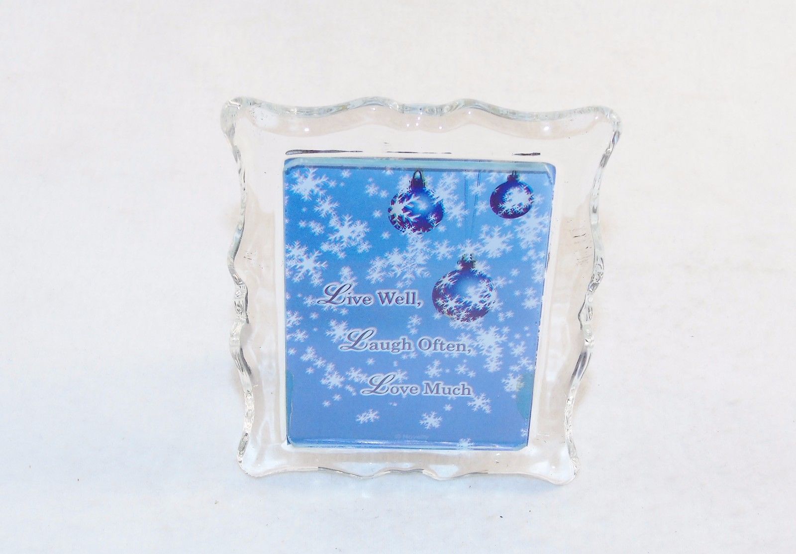 Glass Frame 3”x4” Christmas Shelf Ornament “Live Well, Laugh Often, Love... - $3.91