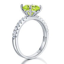 925 Sterling Silver Wedding Engagement Ring Flower 2 Carat Created Green Peridot - £80.17 GBP