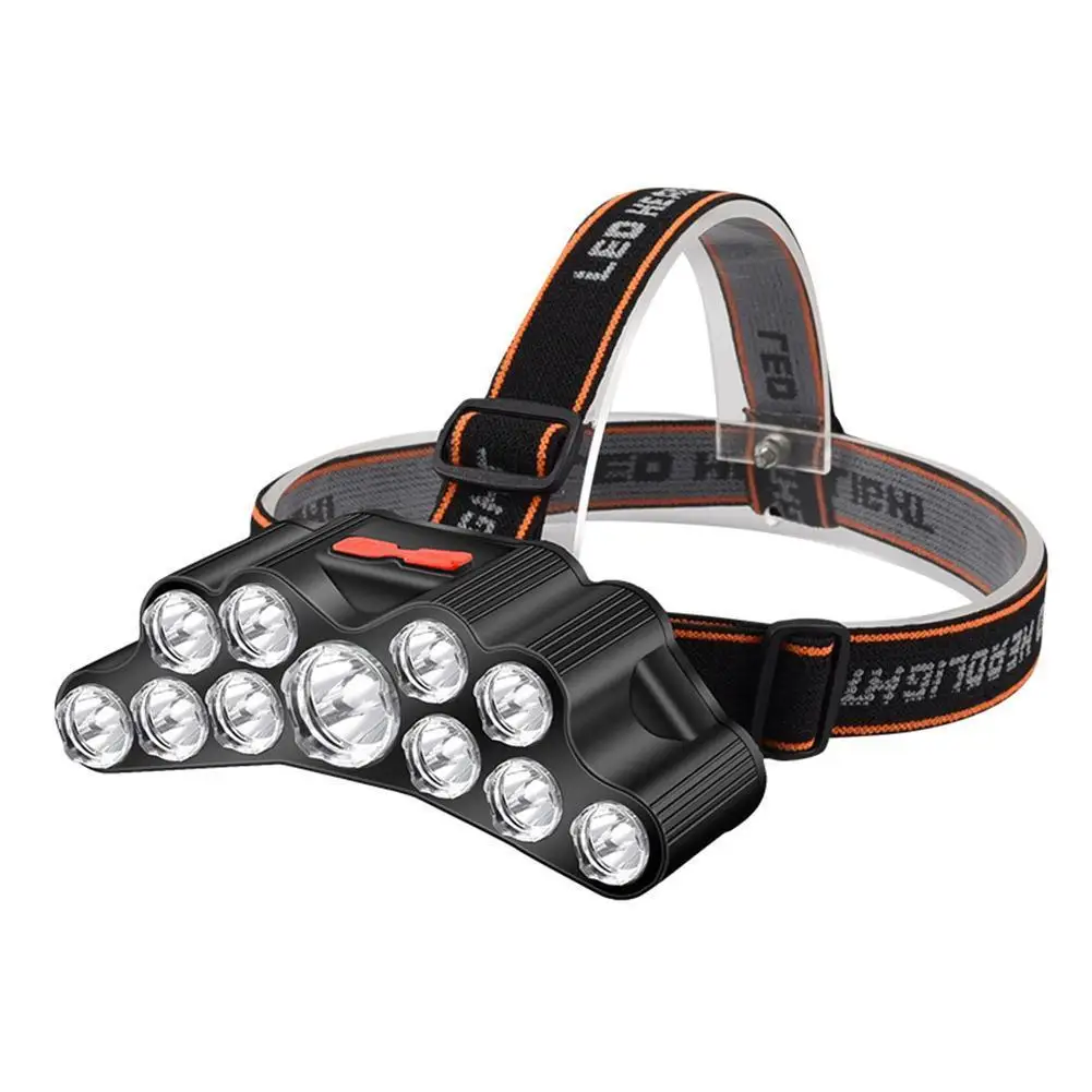 11 Core LED Headlamp ABS Head-mounted 4 Modes Rechargeable Flashlight Outdoor - £13.10 GBP