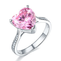 3.5 Ct Heart Pink Created Diamond Wedding Anniversary Ring 925 Sterling Silver - £88.34 GBP