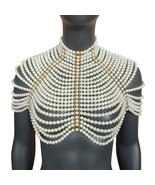 Pearl Beaded Body Chain Bra Top Bridal Body Chain , Bikini Jewelry, Brid... - $88.00
