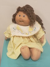 Vtg Cabbage Patch Kid Doll 1978 1982 Xavier Yellow Dress Tooth Ducks Brown Hair - £43.94 GBP