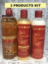 3 Pcs Creme Of Nature Argan Oil Sulfate Free Shampoo &amp; Treatment &amp; Apple Cider - £16.50 GBP