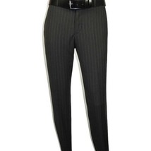 Men Suit BERLUSCONI Italian Wool 180's Pin Stripe One Button Peak UGS95-4 Black image 5
