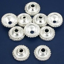 Bali Dot Bead Caps Silver Plated 13mm 16 Grams 10Pcs Approx. - $6.82