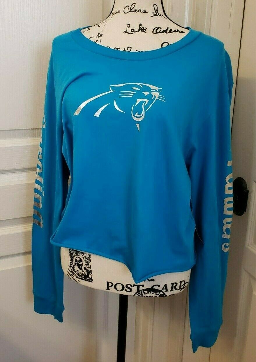 NWT NFL Team Apparel Carolina Panthers Football Size Large long-Sleeve Crop Top - $19.80