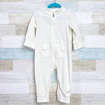 Nike Velour Jumpsuit Cream Zip Up Embroidered Logo Kangaroo Pocket Baby ... - $34.64