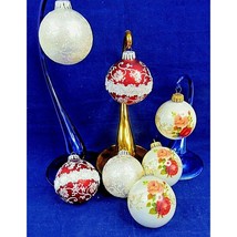 Vintage Christmas Ornaments West Germany Mixed Roses Mercury Glass Lot of 7 - £19.93 GBP