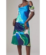 Anthropologie Bl-nk Painterly Off-Shoulder Slip Dress Blue SIze M - $726.63 MXN