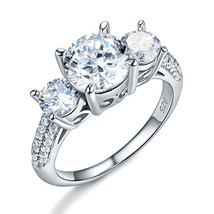 925 Sterling Silver 3-Stone Wedding Ring 2 Carat Created Diamond Vintage Style - $109.99