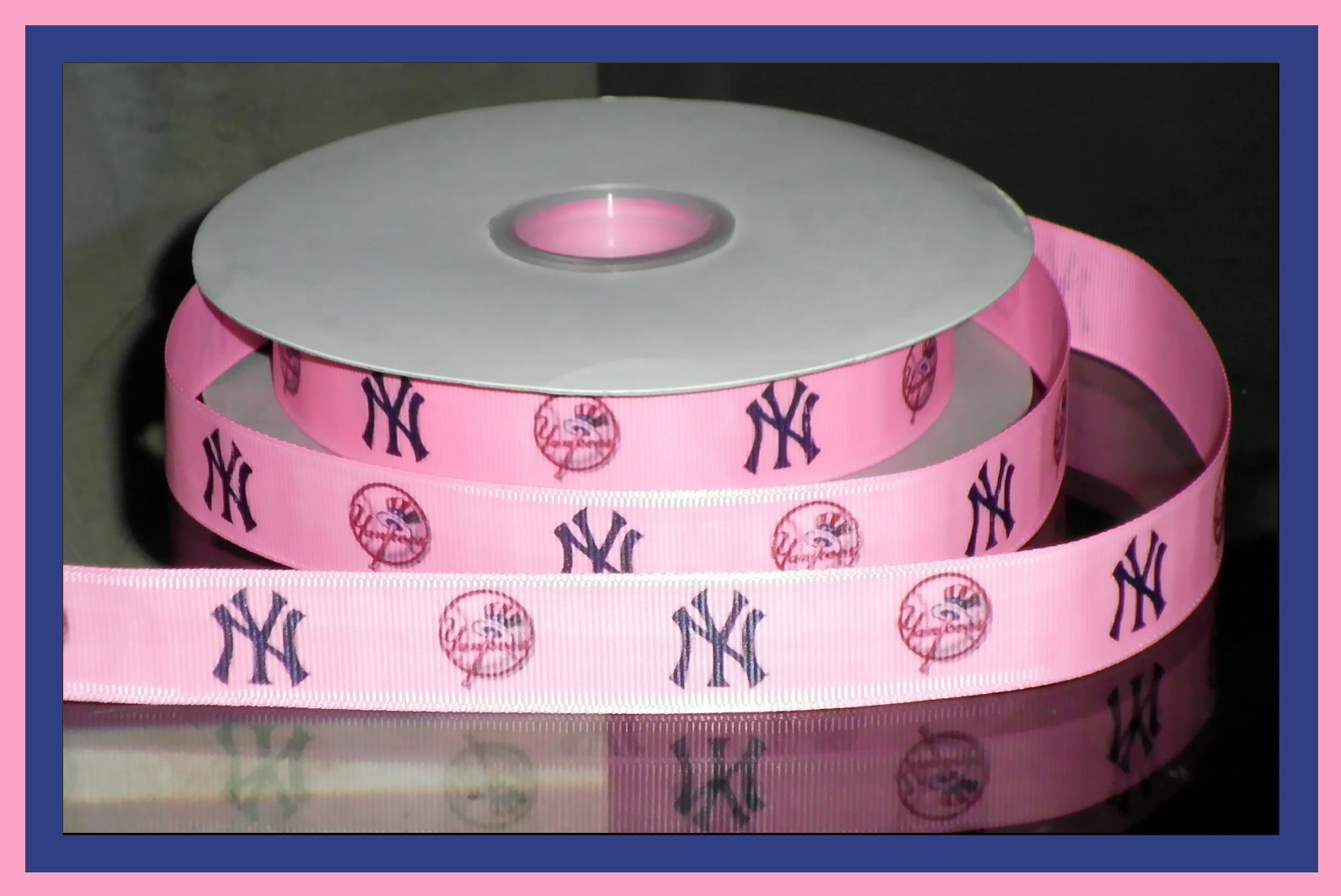New York Yankees Inspired PINK Grosgrain Ribbon