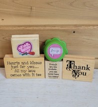 Lot of 5 Mixed Wood Block Stamps Love and Friends - £18.50 GBP