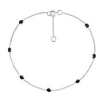 Cute Round Black CZ Link .925 Silver Anklet - £13.76 GBP
