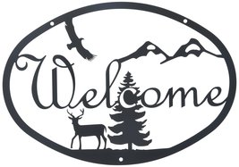 Village Wrought Iron Deer Welcome Home Sign Medium - £17.92 GBP