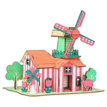 Windmill Model Kit - Wooden Laser-Cut 3D Puzzle (82 Pcs) - $30.99