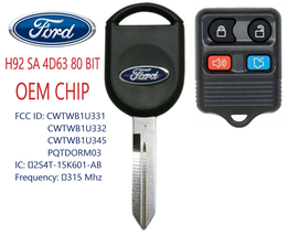 New Ford H92 SA 80 BIT OEM Original Chip + 4 button Remote Best Quality  A++ - £14.94 GBP