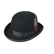Men Bruno Capelo Hat Australian Wool Round Crown Bowler Derby BO320 Black image 3