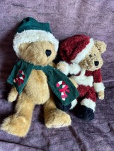 Lot of Boyds Brown Plush w Green Corduroy Scarf and Santa Hat or St. Niklas Join - £10.25 GBP