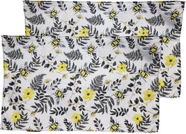 Set of 2 Same Thin Fabric Placemats(11&quot;x18&quot;) BEES,FLOWERS &amp; LEAVES,black... - £10.08 GBP